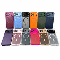 Étui magnétique fin pour iPhone 18 Pro Max 17E 16 15 Plus avec film de protection d'objectif HD transparent, aimant 1500GS, coque hybride TPU PC mate antidérapante