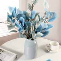 Tige de feuille d'eucalyptus artificielle en plastique, branche de verdure artificielle, fausse feuillage pour décoration de mariage, décoration de la maison, photographie