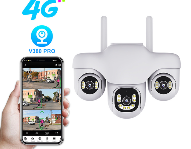 SC31 V380 Camera - Home Use 4G Wireless WiFi Mobile Phone Remote Tri-View Three-Axis Panoramic Monitor 6M Camera