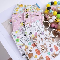 Dompet Gantungan Kunci Gelang Manik-Manik Kulit PU Desain Kreatif Baru, Tempat Kartu, Liontin Gantungan Kunci, Tas Dompet