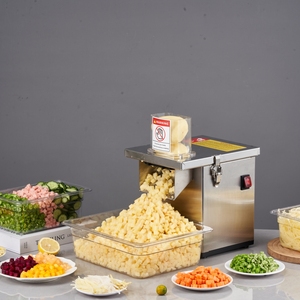 Machine à dé<span class=keywords><strong>couper</strong></span> électrique 220V pour légumes en dés, en tranches ou en bâtonnets (carottes, radis, oignons, pommes de terre) pour usage en cuisine de restaurant - Product Image 1