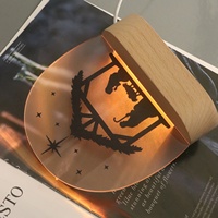 3D Illusion Veilleuse Bois Lampe Bébé Led Lumière Jésus Décoration Lumières Pour La Maison
