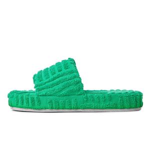 Trendy Flat Towel Slides Flat Sandal Shoes Women Thick Sole <strong>Slippers</strong> - Product Image 1