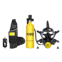 Ensemble de mini-bouteille d'air de plongée 1L approuvé CE EPA/EEC, 200 bars haute pression, masque complet en aluminium, utilisation d'oxygène unisexe pendant 15-20 minutes