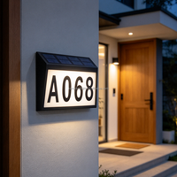 Lumière solaire pour numéro de maison, applique murale LED extérieure étanche, plaque d'adresse lumineuse pour maison, jardin, villa, porte