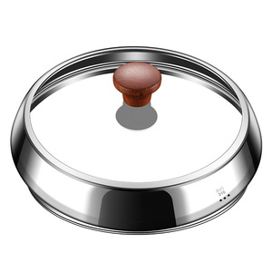 Couvercle de casserole en acier inoxydable 316 avec couvercle en verre trempé universel pour la cuisson des aliments à la vapeur, poignée en bois - Product Image 2