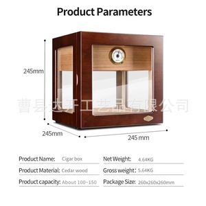 Humidor Cuadrado de Madera para Cigarros, Caja de Almacenamiento de Escritorio a Prueba de Humedad, Hecha de Madera de Cedro Sólido - Product Image 2