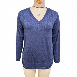 Camiseta de Mujer para Otoño, Nueva, Informal, Cuello Redondo, Color Sólido, Tipo Adelgazante, Manga Corta/Larga, Suave, con Pliegues - Product Image 6