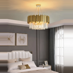 Lustre LED suspendu en cristal au design moderne, couleur jaune or et chromé, produit de luxe, éclairage d'intérieur, luminaire décoratif de plafond - Product Image 4