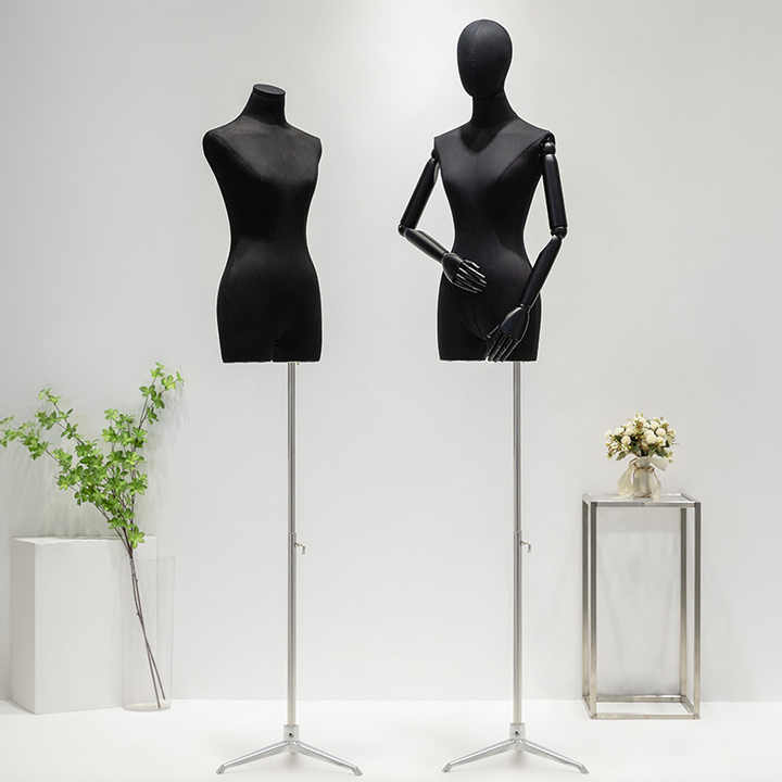 Wholesale Clothing Ladies Manikin Female Flexible Arm Black Linen Half