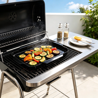 Ensemble de paniers de barbecue rectangulaires noirs antiadhésifs polyvalents avec poignées de plateau de cuisson perforé pour le camping en plein air