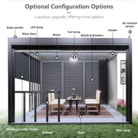 Pergola en aluminium élégante et minimaliste avec système de drainage invisible, couverture de terrasse moderne pour aménagement paysager de villa haut de gamme, gazebo