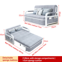 Sofá Cama Plegable Multifuncional Moderno, Muebles para el Hogar, Sofá Cama de Tela y Esponja para Sala de Estar