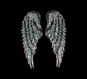 ホットフィックスピンクとクリスタル天使の翼のデザインフラットバックアイロン服パッチセーター用クリスタルパッチ付き - Product Image 3