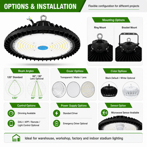 Lumière LED COB UFO Réglable REITA pour Entrepôt 120/200W 16000-32000 <span class=keywords><strong>Lumens</strong></span> 3500K-5000K 85-265V IP67 10-120° - Product Image 5
