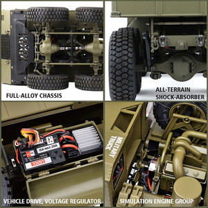 LEHOO Jouets HG-P802 Voiture Télécommandée 1/12 16 Canaux Moteur à Balais <span class=keywords><strong>Camion</strong></span> <span class=keywords><strong>Militaire</strong></span> <span class=keywords><strong>RC</strong></span> Tout-Terrain 2.4G - Product Image 6