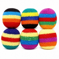 Sac de jonglage en crochet fait main OEM, en fil doux, pour enfants, idéal pour l'entraînement sensoriel en maternelle, vente en gros