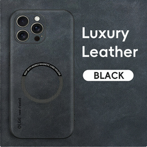 Funda Magnética de Cuero con Textura TPU para iPhone 15 16 Pro Max 14 13 XR XS Max, Compatible con Cargador Inalámbrico, Funda Protectora de Cuero Original - Product Image 3