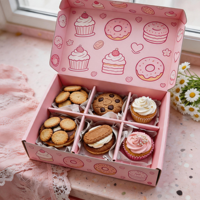 Boîte d'emballage personnalisée en papier recyclé pour biscuits, gâteaux, beignets, pâtisseries, desserts, avec séparateurs pour cadeaux