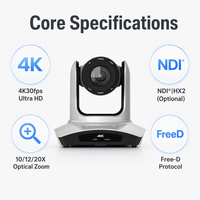 Caméras de conférence PTZ 4K avec zoom optique 10x, suivi IA, NDI HX2 pour la diffusion en direct des églises