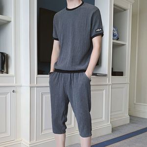 Completo Estivo da Uomo con T-Shirt a Maniche Corte e <span class=keywords><strong>Pantaloncini</strong></span>, <span class=keywords><strong>Tuta</strong></span> Sportiva Casual Traspirante e Rinfrescante in Maglia - Product Image 6