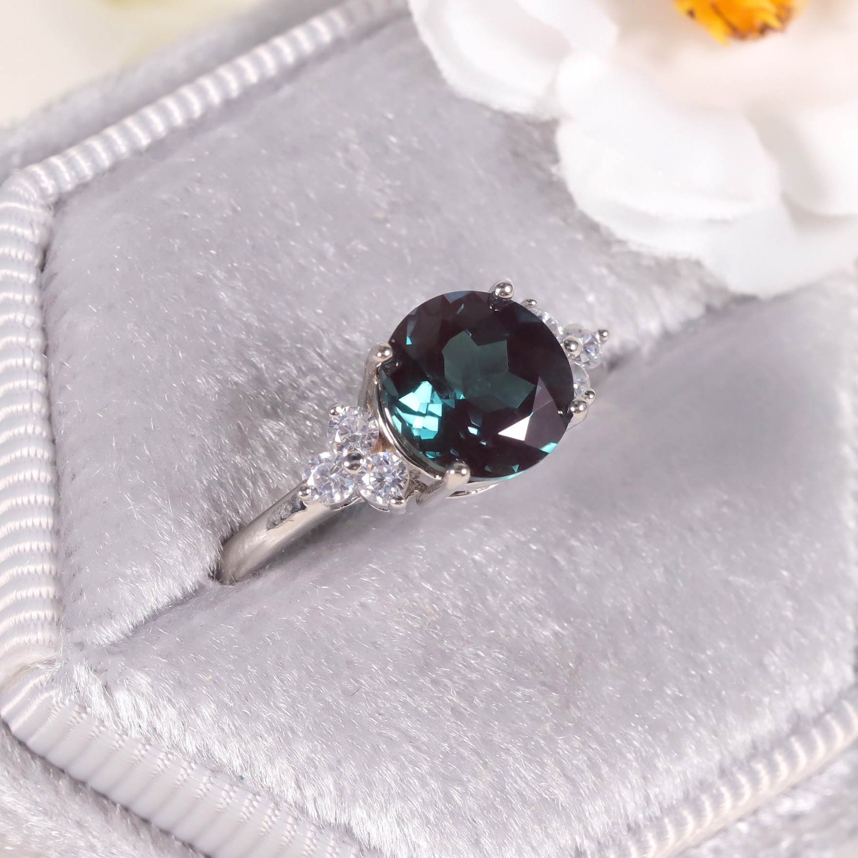 Bague Alexandrite Lab-created - Argent Sterling 925 - Taille 7 - Ovale - Neuf Sans Emballage