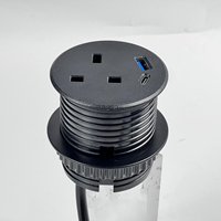 Prise de courant industrielle de 2,36 pouces intégrée au mobilier de bureau avec passe-câble USB, prise UK/US/EU, PD20W, matériau ABS, courant nominal de 10A