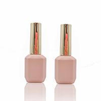 Flacon de vernis à ongles en verre gel personnalisé de luxe de 11 ml, flacon vide unique de couleur rose avec pinceau et bouchon doré