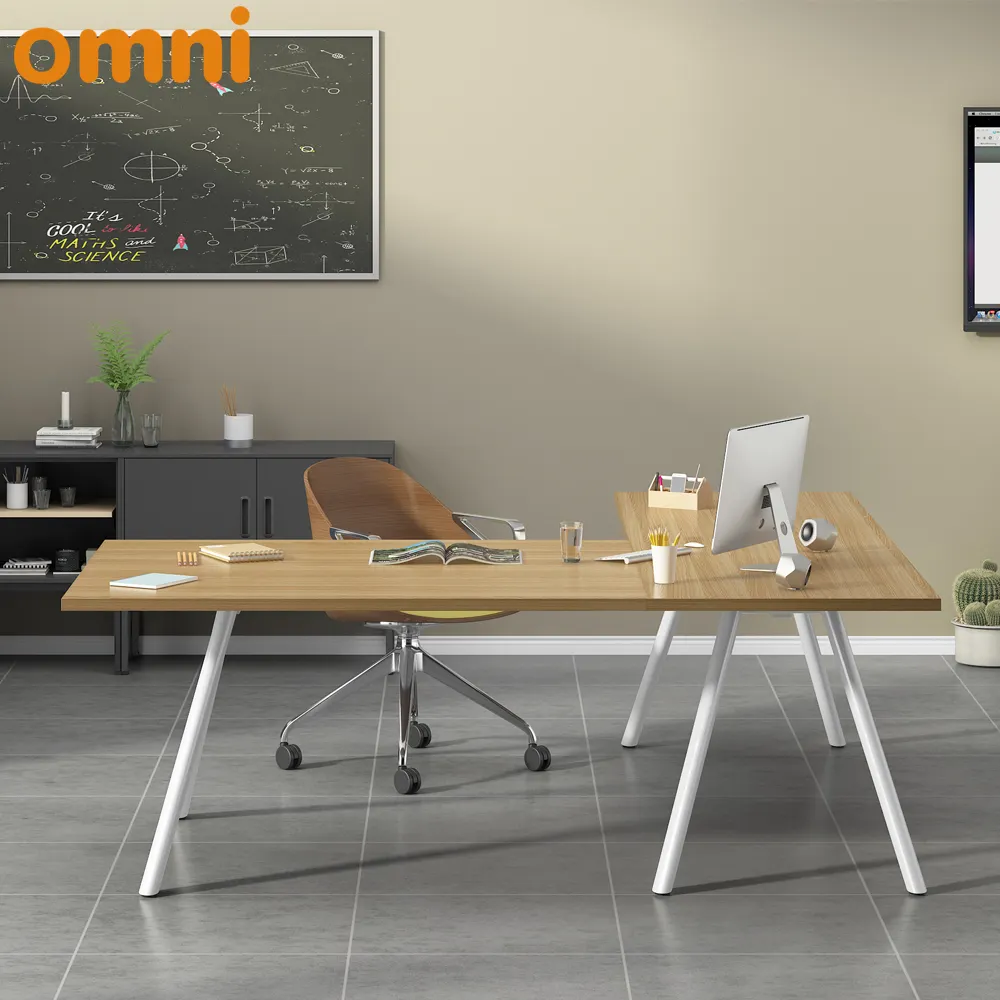सस्ते आधुनिक सरल पवन धातु फ्रेम कार्यालय फर्नीचर डेस्क कार्यकारी एल के आकार का कार्यालय डेस्क
