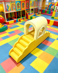 Túnel Sensorial de Madera y PVC Amarillo y Azul con Tobogán para Niños, Equipo de Juego Interior Seguro y Suave - Product Image 2