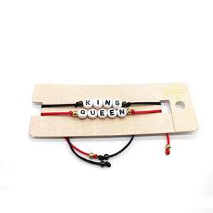 Pulseras promocionales baratas personalizadas letra inicial <span class=keywords><strong>MOM</strong></span> DAD Pulseras de pareja His Her King Queen Pulseras de San Valentín Regalos - Product Image 4