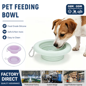 Bol en silicone pliable et réutilisable de qualité alimentaire OEM, coloré, pour l'alimentation et l'abreuvement des animaux de compagnie en extérieur - Product Image 1