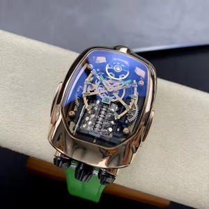 Super Design Jacob and Co Watch Gold CHIRON Movimiento mecánico TOURBILLON Reloj con correa de goma Reloj automático para hombres - Product Image 4