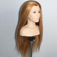 Tête de mannequin 100% cheveux humains réels pour coiffure, teinture, tressage, lissage, marron, kit d'entraînement beauté