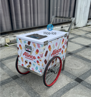 Chariot à glaces mobile personnalisé imprimé, glacière isotherme portable en acier inoxydable pour stand de rue