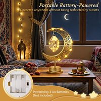 Lampe de table rotative TSINYE Ramadan en forme de lune, décorations de Ramadan, fonctionne sur piles, croissant de lune avec lanterne Ramadan, cadeaux de l'Aïd