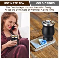 Vaso de Acero Inoxidable de Doble Pared para Mate con Pajita, Aislamiento Térmico, Base Antideslizante, Set de Té Mate para Beber en Casa o al Aire Libre