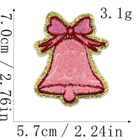 Patch brodé en chenille avec bordure pailletée rose mignon, motif Père Noël, thermocollant/autocollant, pour décoration