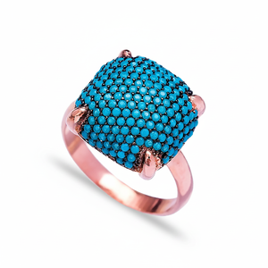 <b>Cushion</b> Shape Ring Turquoise Stone Square Shape Ring Turkish Wholesale 925 Silver Sterling Jewelry - Product Image 2