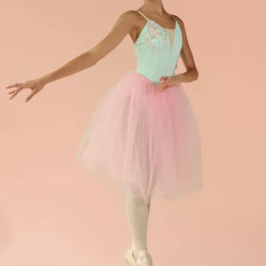 Vestidos de dos piezas para niñas de color rosa pálido de alta calidad, tutú romántico, faldas espumosas suaves, Ropa de baile - Product Image 1