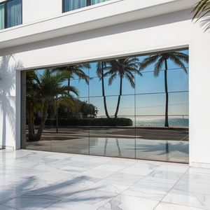 Porta da <span class=keywords><strong>Garage</strong></span> in Alluminio con Specchio, Porta Sezionale a Vista Completa, Porta da <span class=keywords><strong>Garage</strong></span> Moderna con Telaio in Alluminio per Villa - Product Image 1