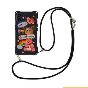 Petit chien ours pour iPhone 15 ProMax étui à bandoulière paquet complet 14 corde suspendue 13 étui souple à quatre coins 12 étuis pour téléphone portable - Product Image 5