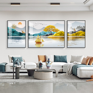 Ensemble de 3 pièces de luxe moderne nordique, art mural abstrait sur mesure, porcelaine cristalline, pour salon, <span class=keywords><strong>chambre</strong></span> à coucher, art déco - Product Image 2