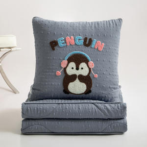 Couverture d'été 2-en-1 avec oreiller intégré, en <span class=keywords><strong>gaze</strong></span> tricotée <span class=keywords><strong>double</strong></span> couche et tissu rafraîchissant à billes 3D, pliable, pour cadeaux d'événements - Product Image 6