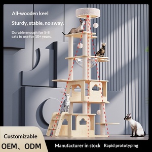 <strong>Cat</strong> <strong>Climbing</strong> <strong>Frame</strong> <strong>Cat</strong> Nest Tree Integrated Sisal Column Jumping Table Grab Board Space Capsule Solid Wood Simple Style Carton - Product Image 3