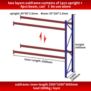 Sistema de Almacenamiento de Paletas Selectivas de Acero Resistente de 3 Niveles con Capacidad de 1800 kg, Estantes Reforzados, Protección Contra la Corrosión, Marca <span class=keywords><strong>Yuge</strong></span> - Product Image 3