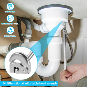 Clé à molette multifonctionnelle à poignée coulissante en T réglable pour la maison 180. Clé universelle à tête pivotante à grande ouverture - Product Image 3