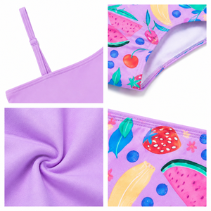 <span class=keywords><strong>Maillot</strong></span> <span class=keywords><strong>de</strong></span> <span class=keywords><strong>bain</strong></span> une pièce asymétrique violet d'été pour filles, avec découpes à la taille, imprimé fruits mélangés, pour la plage (3-10 ans) - Product Image 5