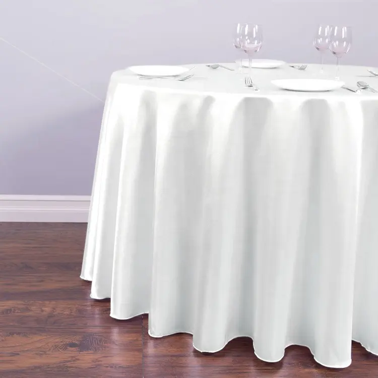 Round Tablecloths White Elegant Solid Table Cloth for Christmas Birthday Wedding Party Hotel Decoration