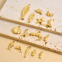 Breloques océaniques DIY en acier inoxydable plaqué or 18 carats, pendentifs poisson et crabe pour la fabrication de bracelets et colliers